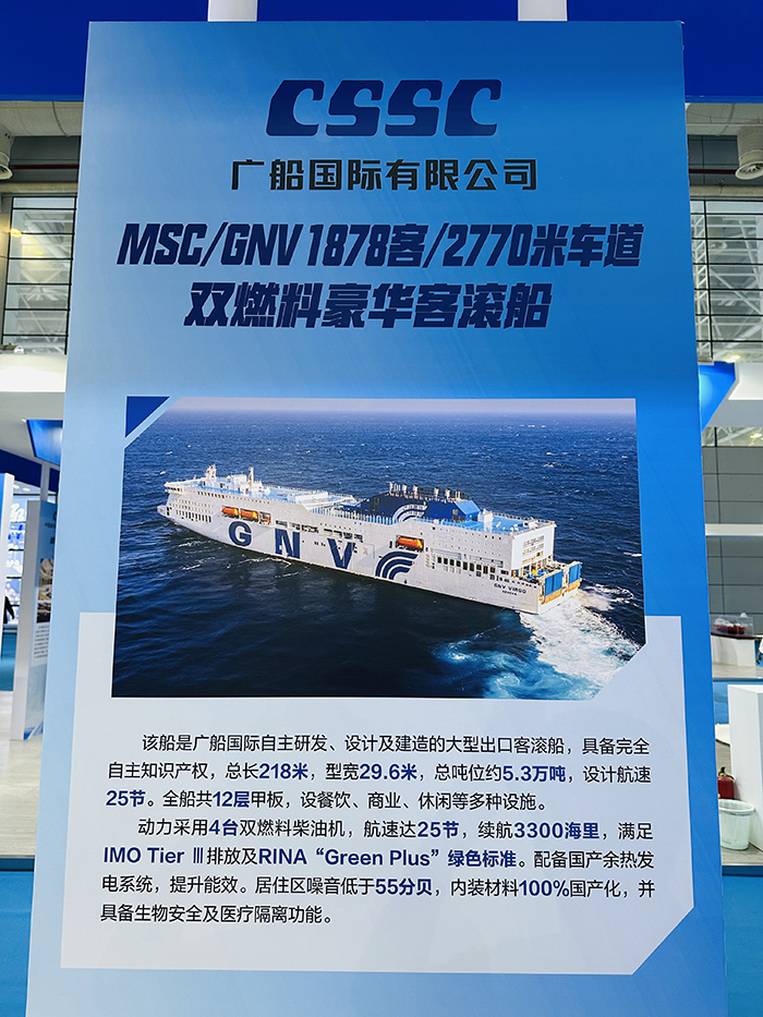 广船国际有限公司:MSC/GNV1878客/2770米车道双燃料豪华客滚船。(李牧晨 林晓烨 摄)