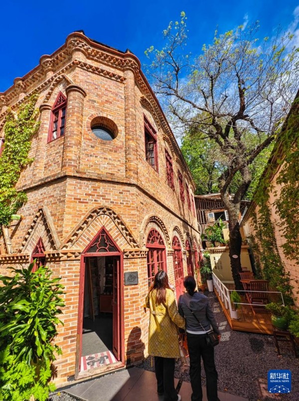 游客在福州三坊七巷衣锦坊41号观赏百年流苏树（4月4日摄）。新华社记者 魏培全 摄