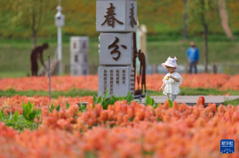 4月11日，小朋友在福建漳州龙江岁月景区游玩。新华社记者 邓华 摄