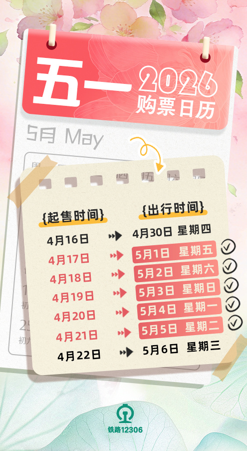 提醒!4月17日买“五一”火车票