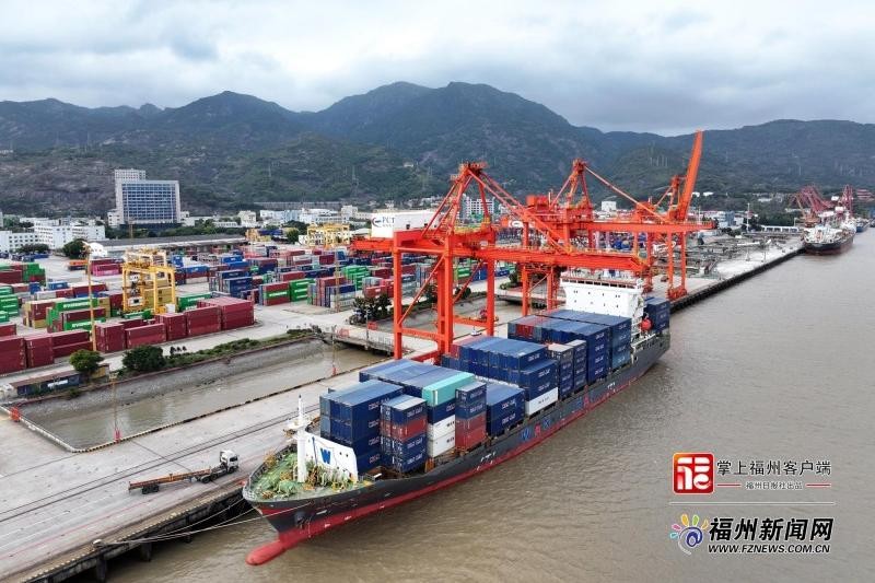 福建省福州青州集装箱码头，集装箱吞吐作业繁忙有序。记者 包华 摄