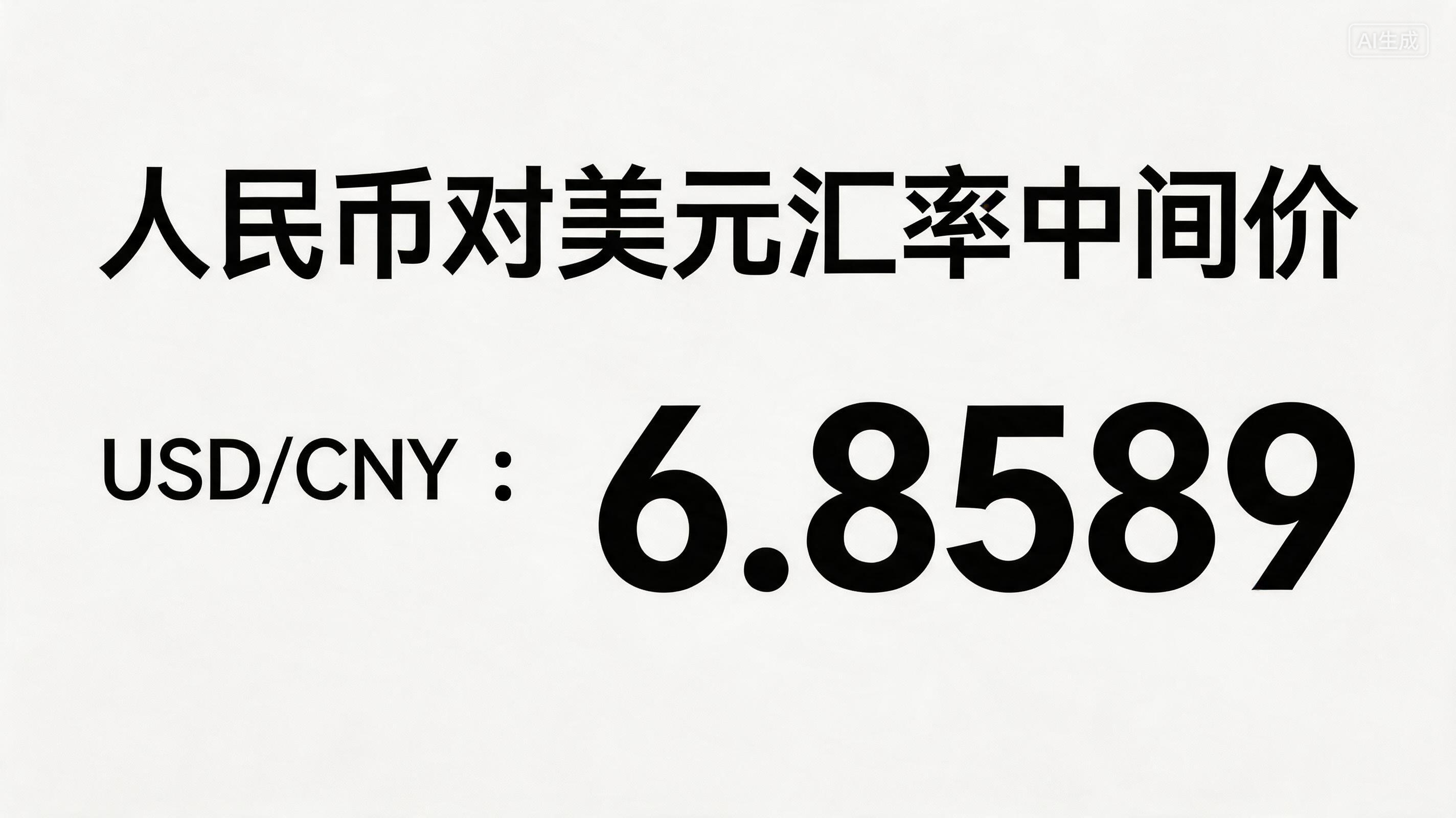人民幣對美元匯率中間價報6.8589 調(diào)貶10個基點
