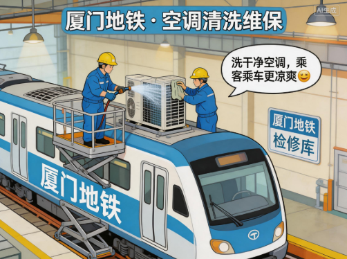 廈門給地鐵列車空調(diào)“洗澡” 涉及130列列車