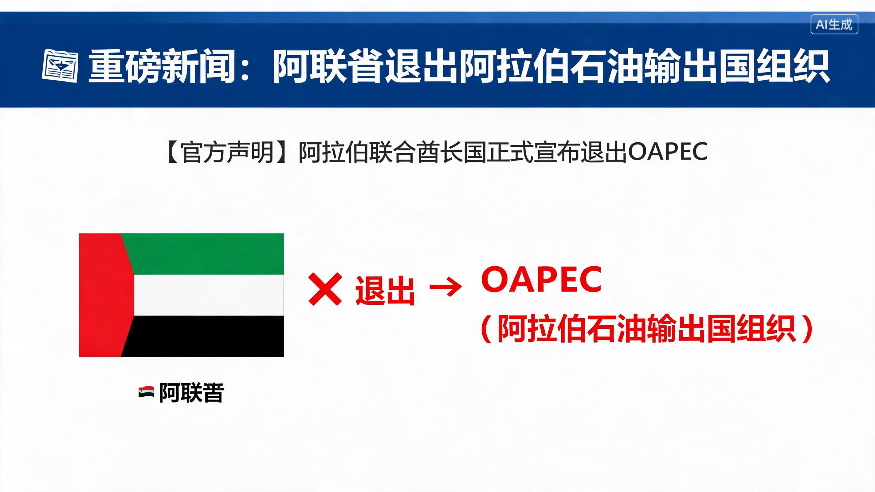 阿联酋退出阿拉伯石油输出国组