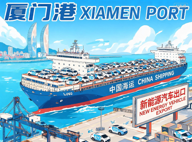 厦门港迎来单航次最大批量新能源汽车海运出口
