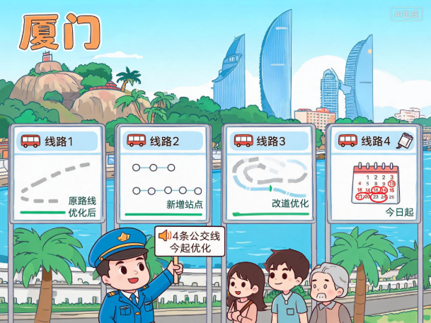 厦门4条公交线路 今起优化调整