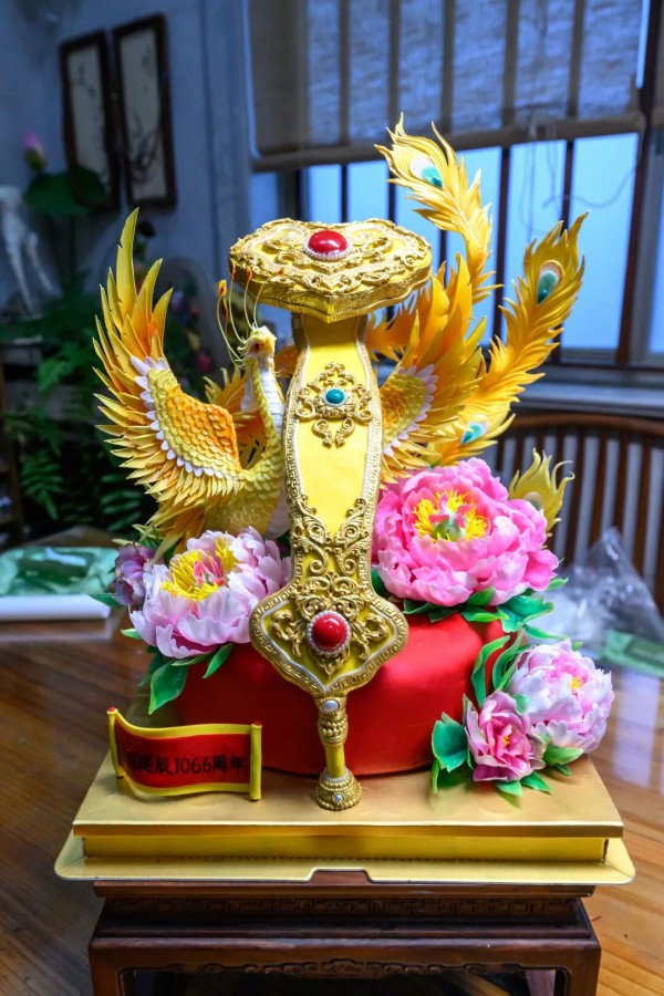 为纪念妈祖诞辰1066周年打造的生日蛋糕。