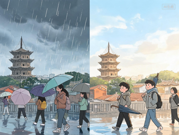 泉州市阵雨 明日雨水渐歇 气温略有下降 沿海风力增强