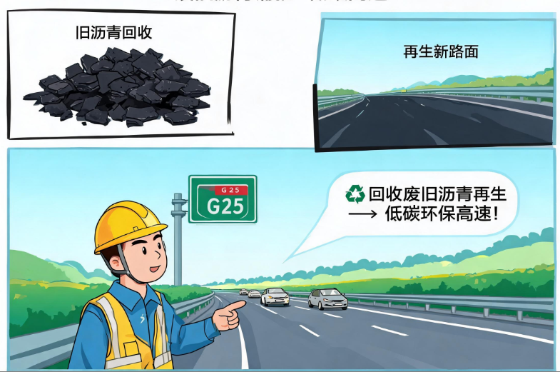 G25长深高速泉三段:废旧沥青铺就低碳高速