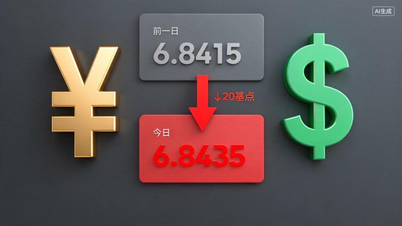 人民币对美元汇率中间价报6.8435 调贬20个基点