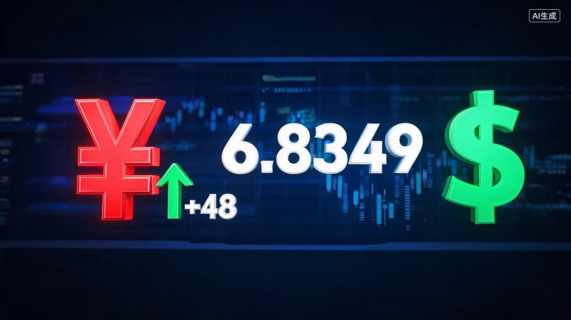人民币对美元汇率中间价报6.8349 调升48个基点