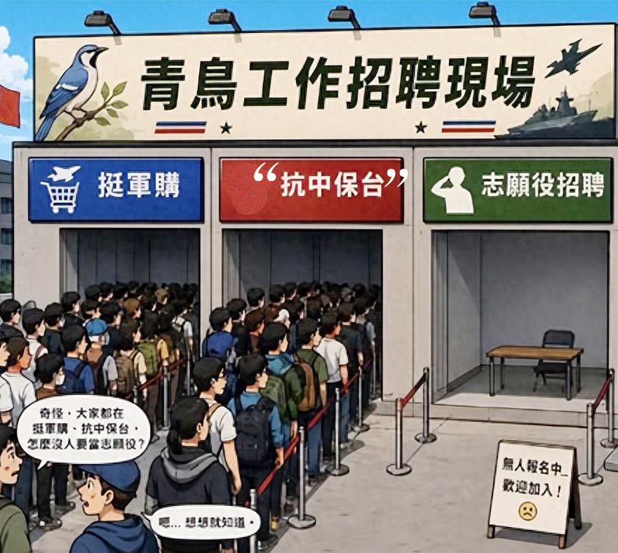 绿营“挺军购”游行人数灌水沦笑柄 口称“爱台湾”却人人避当兵