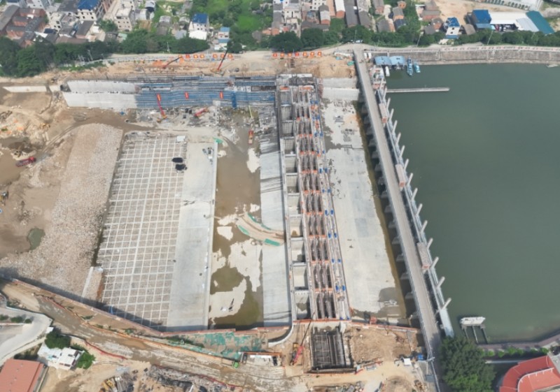 九龙江北溪水闸改建工程南港水闸工地。新华网发（福建水投集团九龙江北溪供水有限公司 供图）