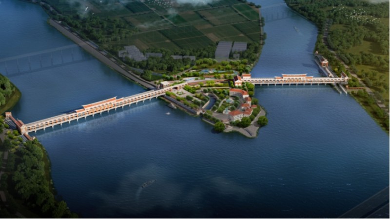 九龙江北溪水闸改建工程效果图。新华网发（福建水投集团九龙江北溪供水有限公司 供图）
