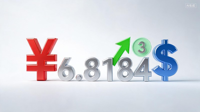 人民币对美元汇率中间价报6.8184 调升3个基点