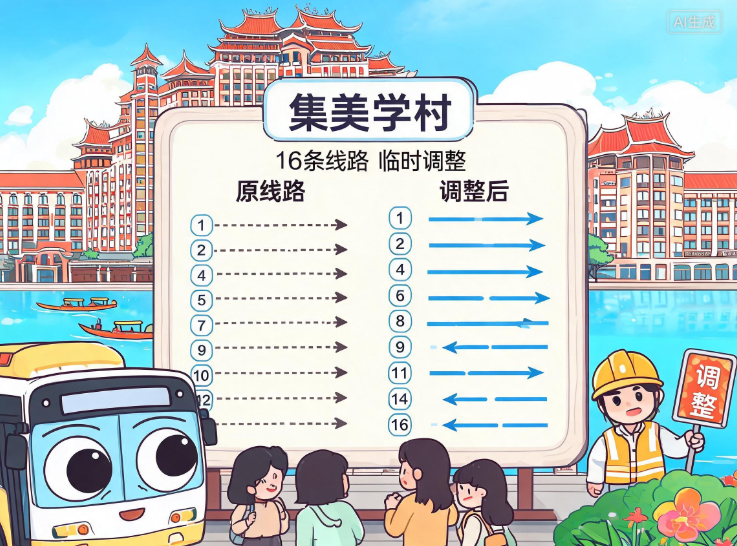 厦门集美学村周边16条线路临时调整