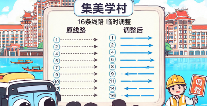 厦门集美学村周边16条线路临时调整