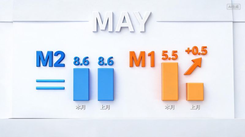 5月金融数据：M1增速上行 M2增速持平