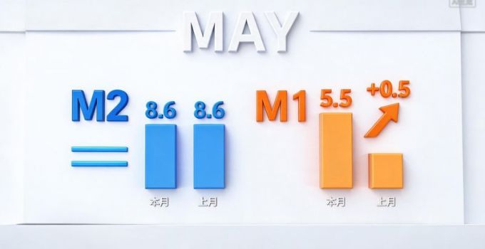 5月金融数据：M1增速上行 M2增速持平