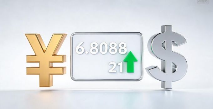 人民币对美元汇率中间价报6.8088 调升21个基点