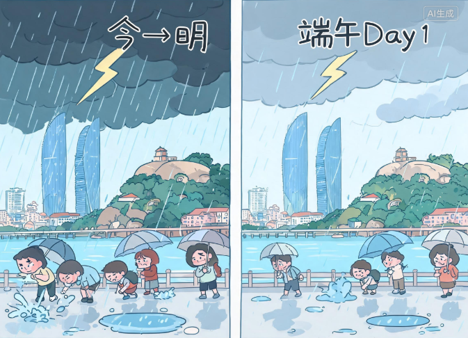 今明两日厦门有强降雨 端午假期第一天仍有雷阵雨