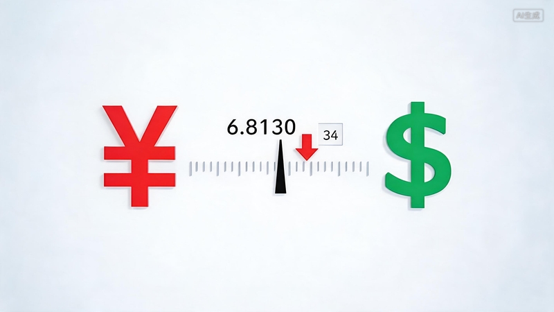 人民币对美元汇率中间价报6.8130 调贬34个基点
