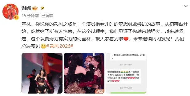 谢娜发文鼓励何宣林并晒聊天记录 曾私下安慰被网暴的她