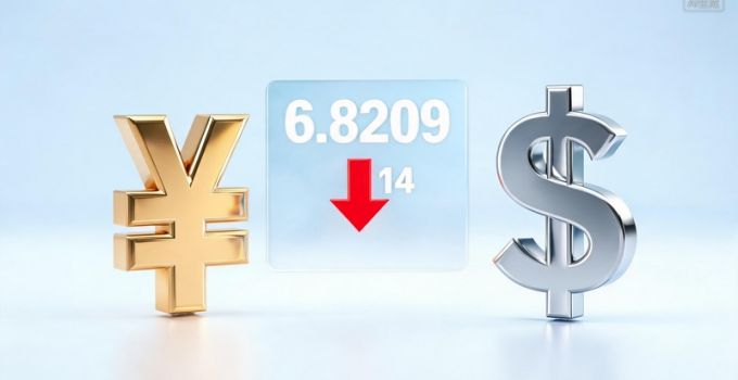 人民币对美元汇率中间价报6.8209 调贬14个基点