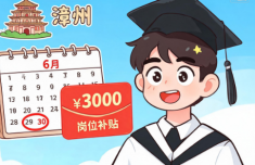 漳州毕业生注意了 6月30日前可申领3000元岗位补贴