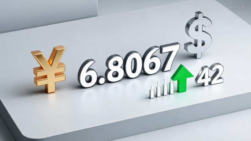 人民币对美元汇率中间价报6.8067 调升42个基点