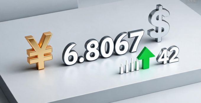 人民币对美元汇率中间价报6.8067 调升42个基点