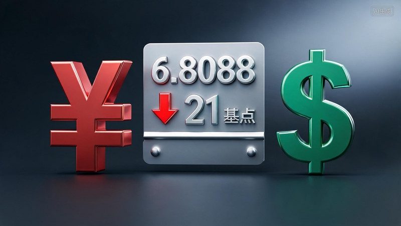 人民币对美元汇率中间价报6.8088 调贬21个基点