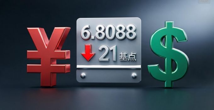 人民币对美元汇率中间价报6.8088 调贬21个基点