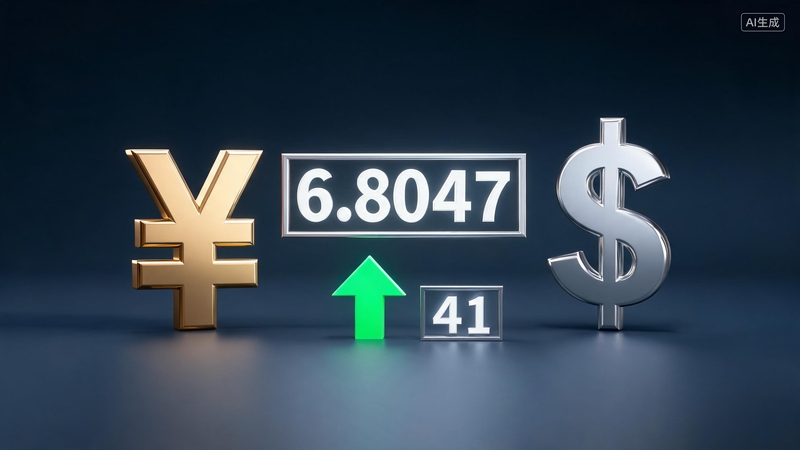 人民币对美元汇率中间价报6.8047 调升41个基点