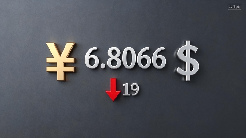 人民币对美元汇率中间价报6.8066 调贬19个基点
