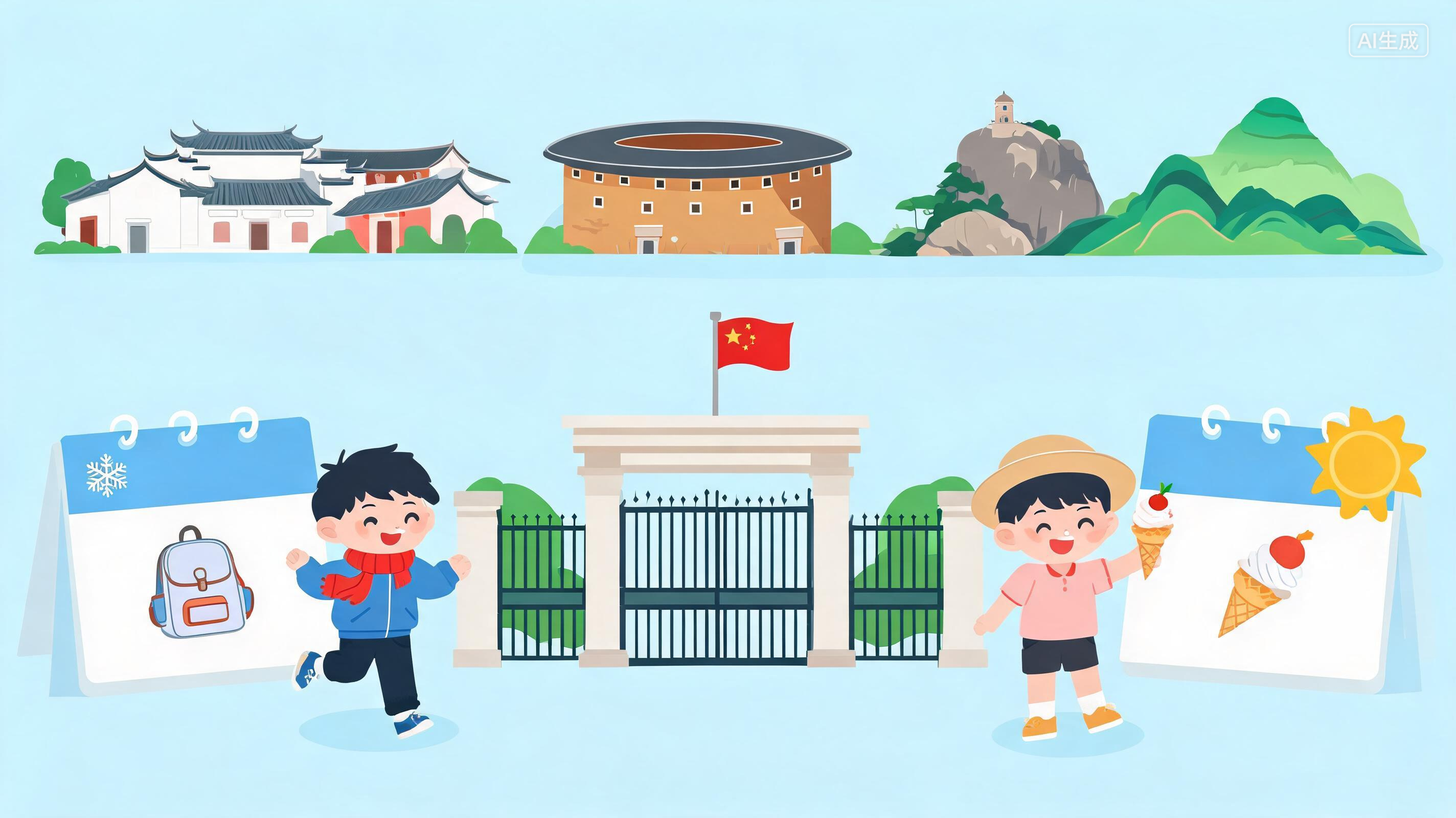 福建多地公布中小学寒暑假、开学时间