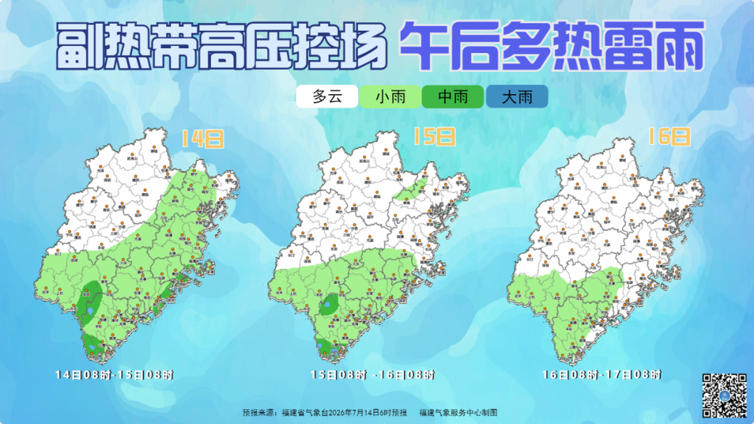 中北部高温回归 福建午后多热雷雨