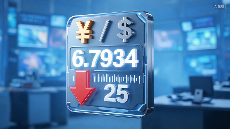 人民币对美元汇率中间价报6.7934 调贬25个基点