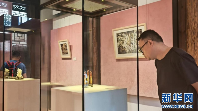 观众仔细观摩展品。新华网 刘丰 摄