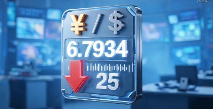 人民币对美元汇率中间价报6.7934 调贬25个基点