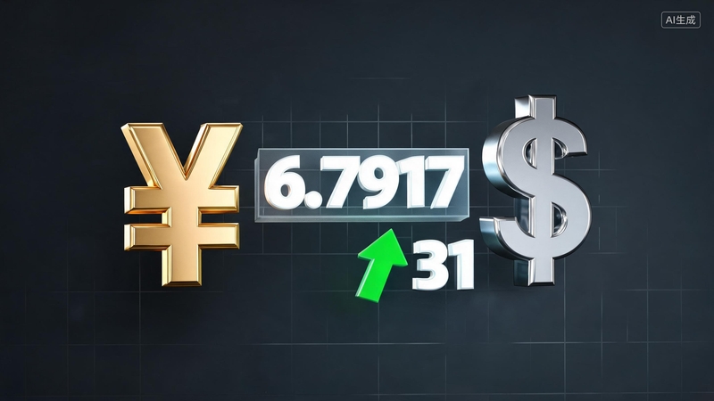 人民币对美元汇率中间价报6.7917 调升31个基点