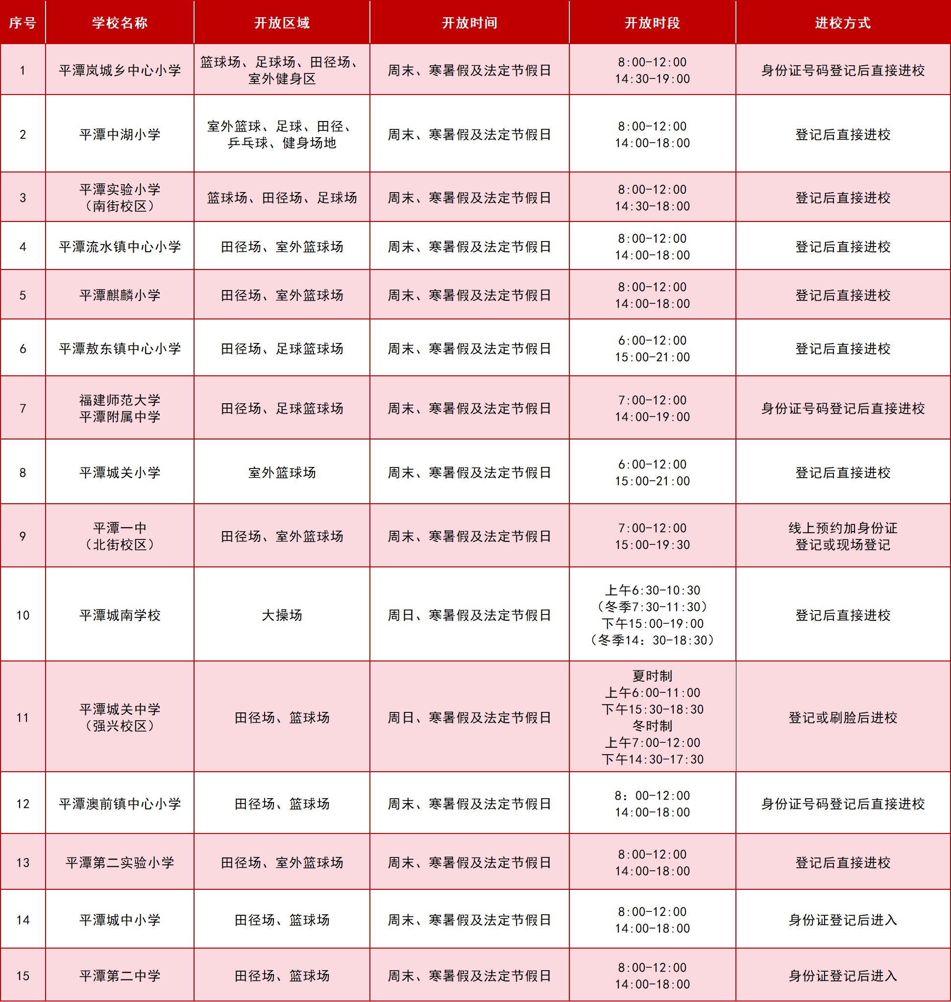 福州市各区县47所学校体育场面向社会免费开放！