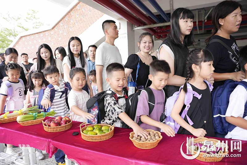 丰泽区第五中心小学准备了“希望种子”礼袋，开展朱砂启智、绘制梦想卡等活动，为学子新学期镌刻美好开篇。
