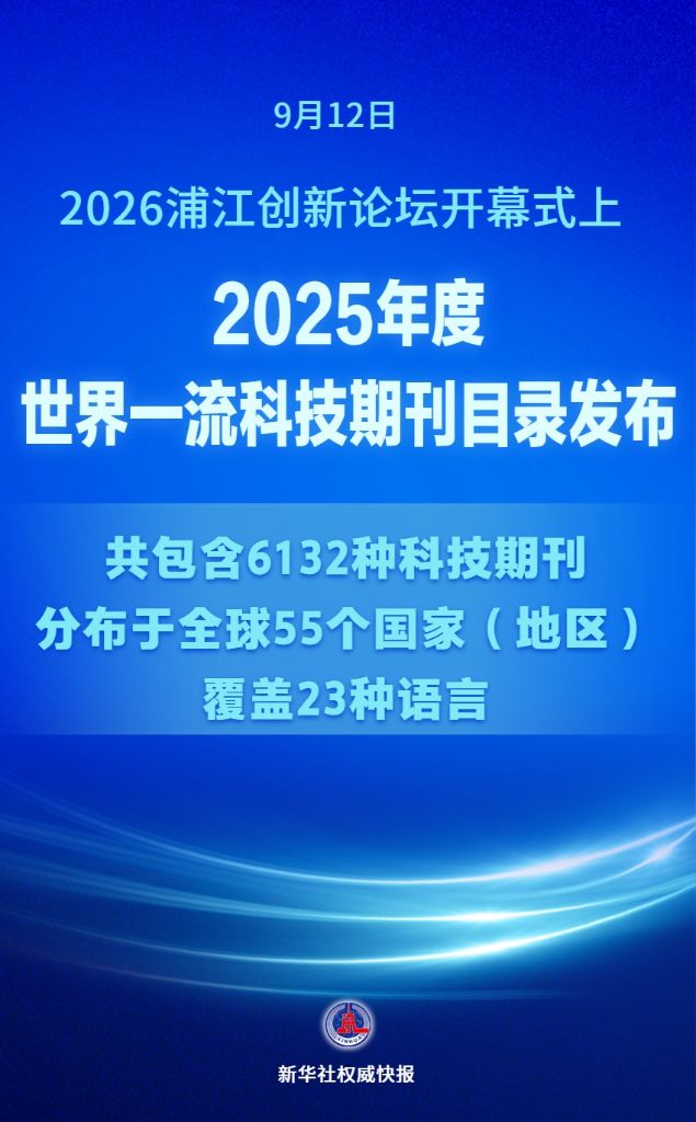 2025年度世界一流科技期刊目录发布