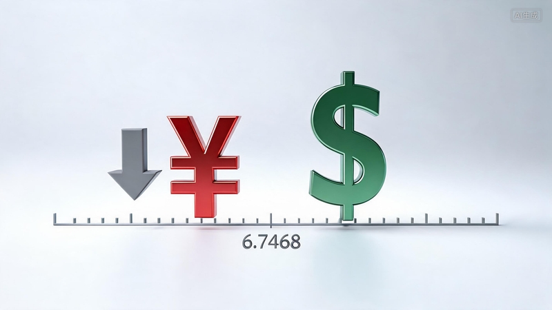 人民币对美元汇率中间价报6.7468 调贬9个基点