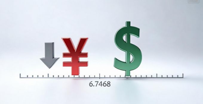 人民币对美元汇率中间价报6.7468 调贬9个基点