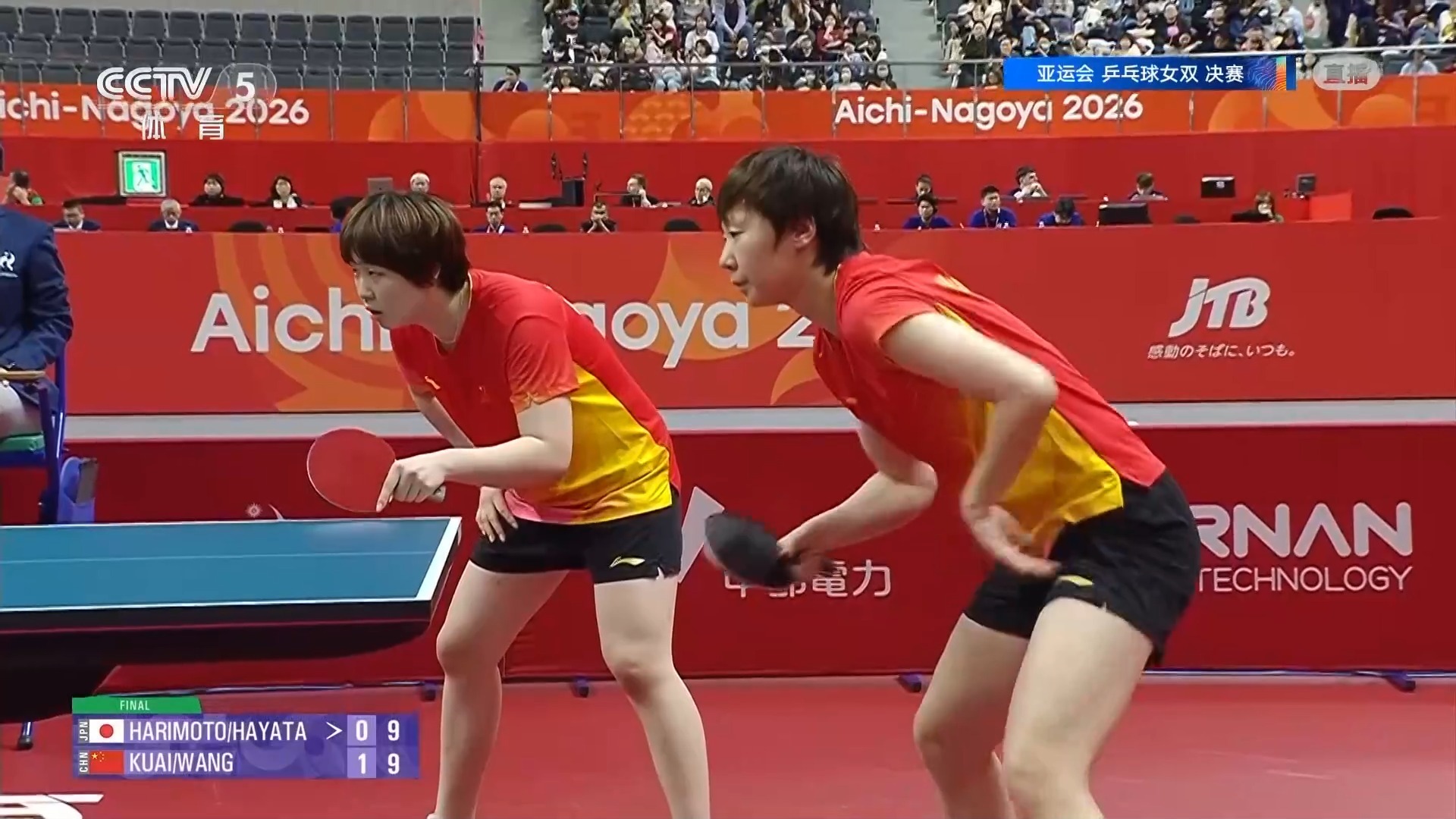 蒯曼/王曼昱4-0横扫日本组合 夺得亚运会乒乓球女子双打金牌