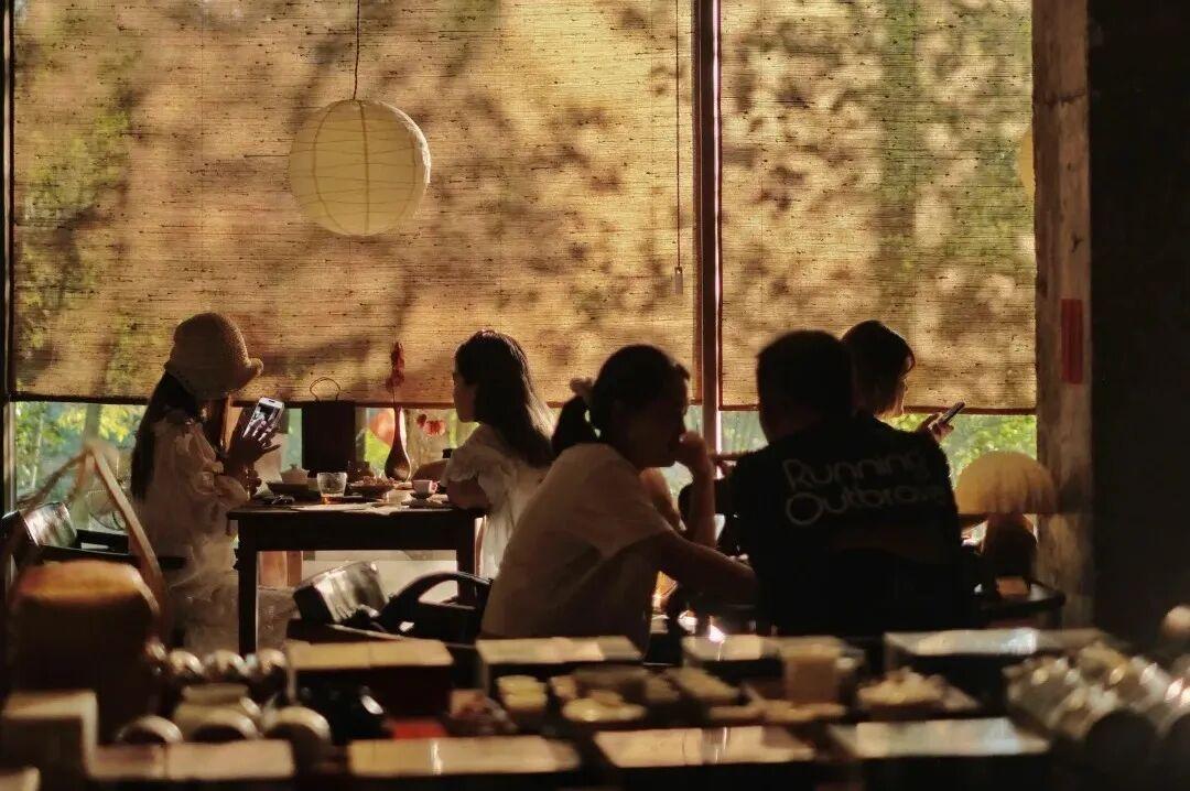 打卡网红茶室，拍照、闲坐、发圈，茶香与光影一同定格。